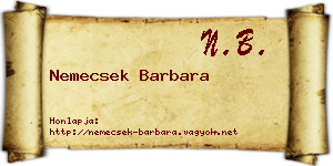 Nemecsek Barbara névjegykártya